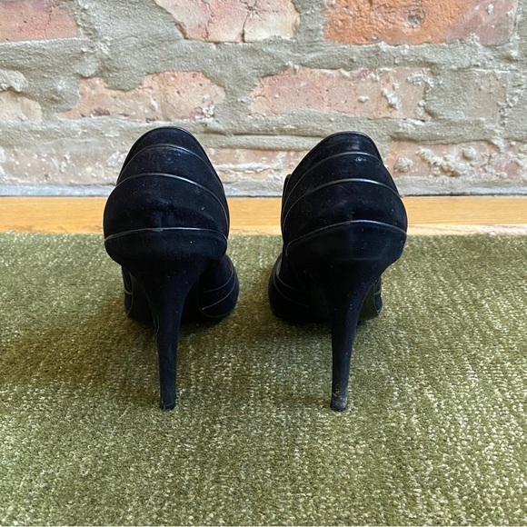 Fendi Black Suede Leather Open-Toe Pumps, Size 37 EU 6.5 US - Picture 4 of 10